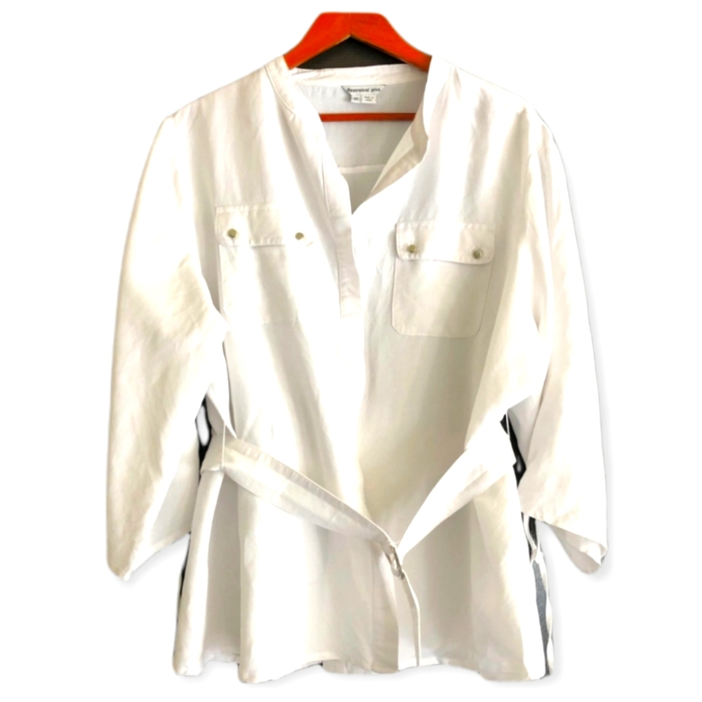 Appraisal Rayon Blend White Plus Size Blazer Jacket 3X